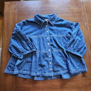 Pilcro Curved-Hem Cocoon Blouse Large